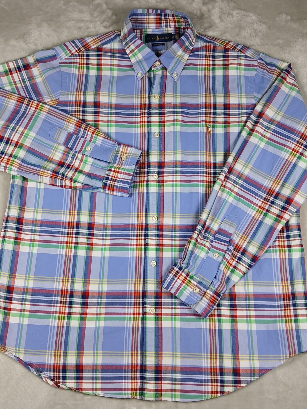 Ralph Lauren Button Down Oxford Shirt XL Men's Long Sleeve Flesh Pony Colorful